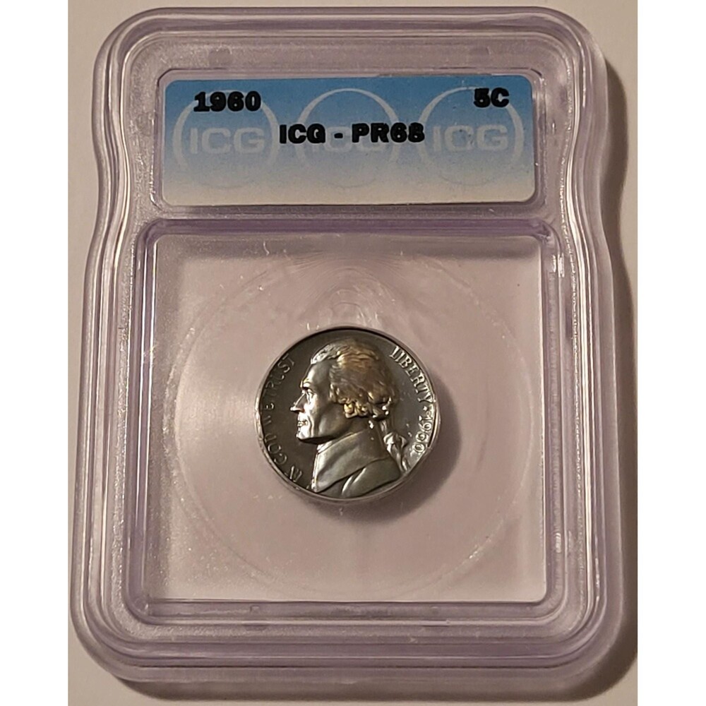1960 Jefferson Nickel Proof PR68 ICG Nice Toning